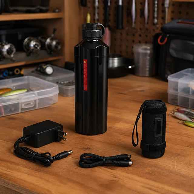 Electric Fishing Reel Battery in use